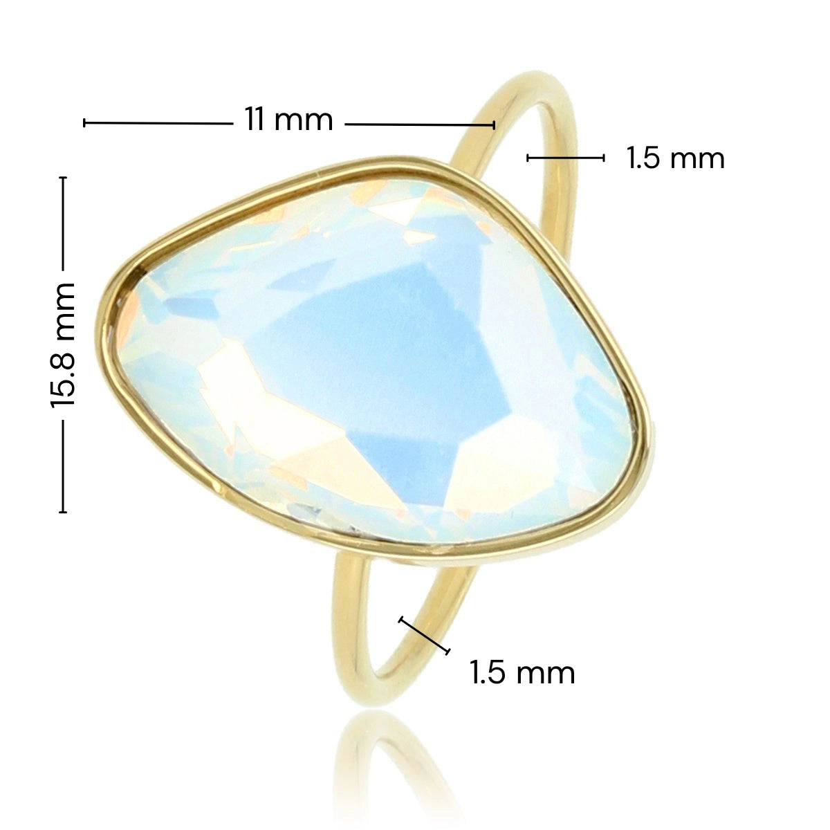 Gouden aanschuifring met quartz glassteen - Minimalistisch design