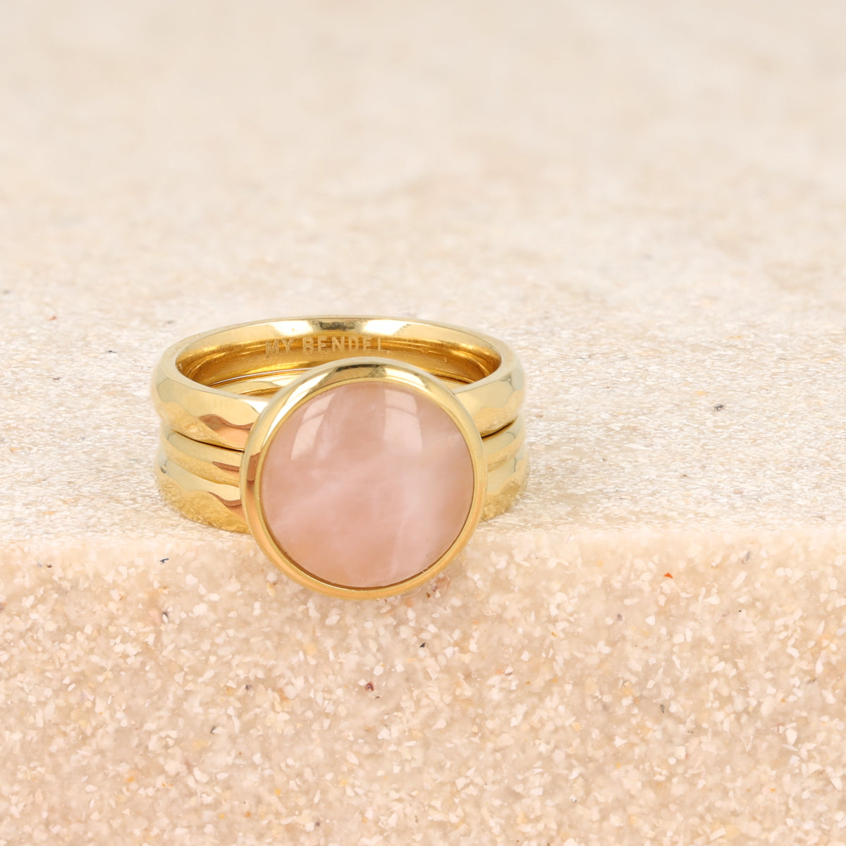 Gold ring set - Rose Quartz