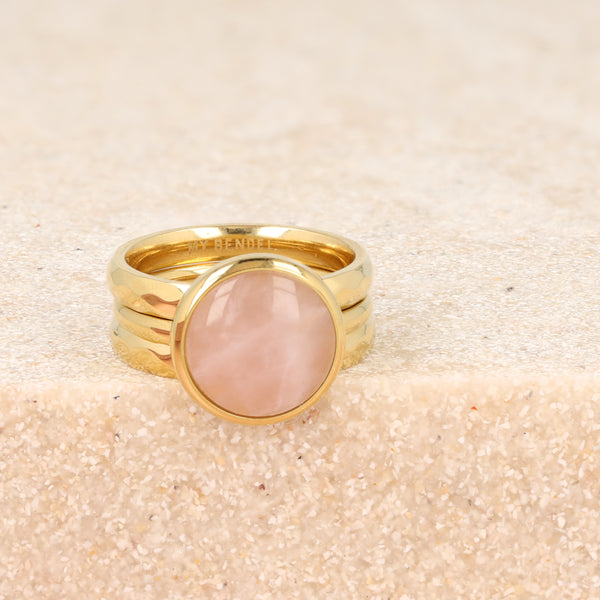 Set goldene Ringe - Rosenquarz