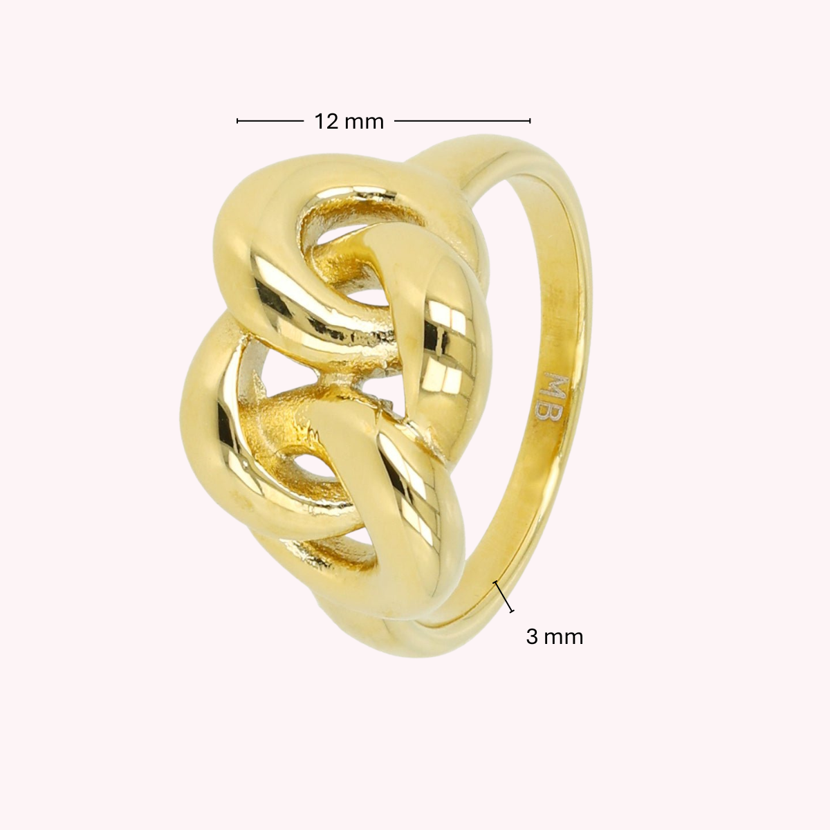 Gouden schakel ring - Brede chique dames ring - Stainless steel