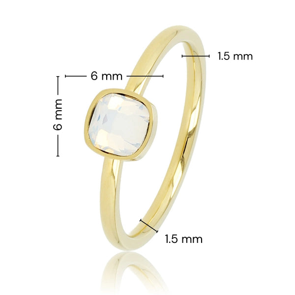 Goldener Ring mit quadratischem Glasstein • Melkopaal