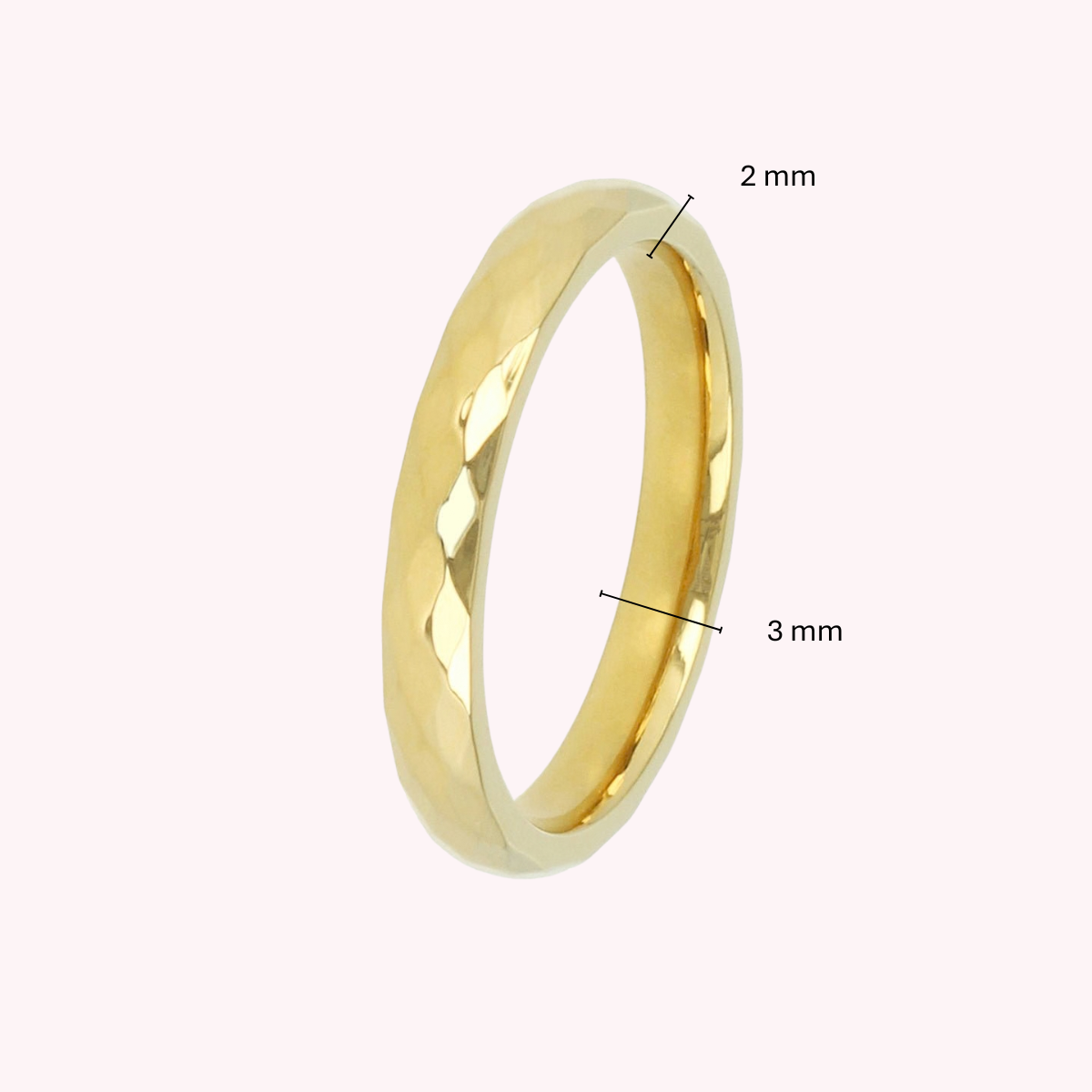 Faceted cut golden stacking ring