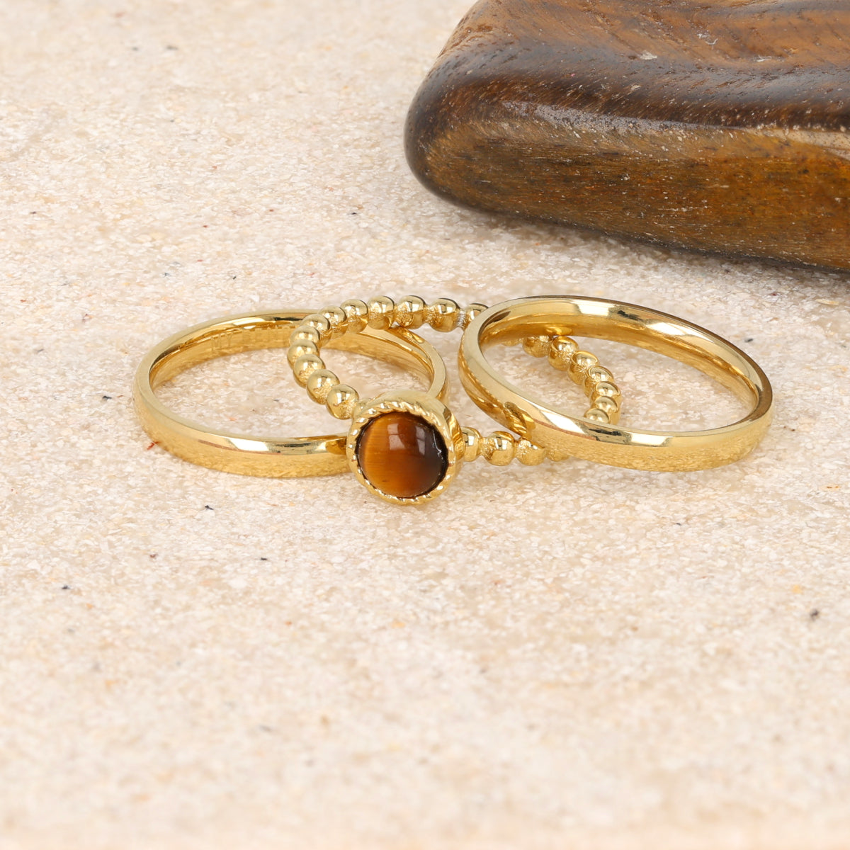 Ringen set met Tiger Eye
