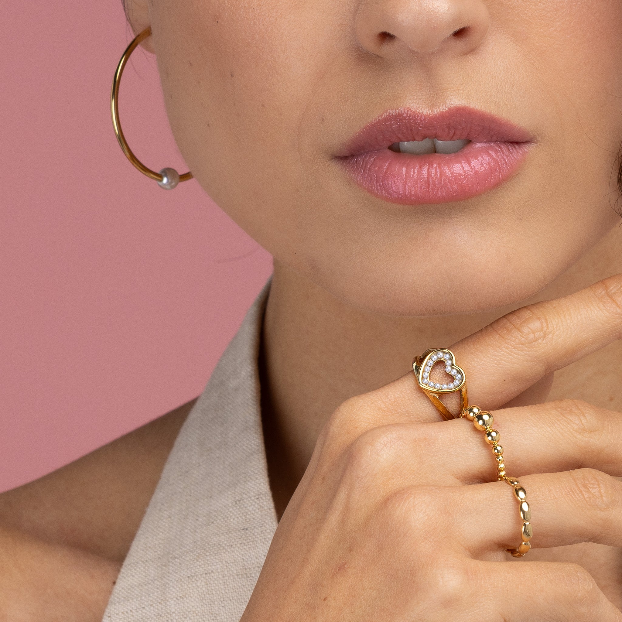 Gouden Statement Oorringen met Parel - Stainless Steel & Nikkelvrij
