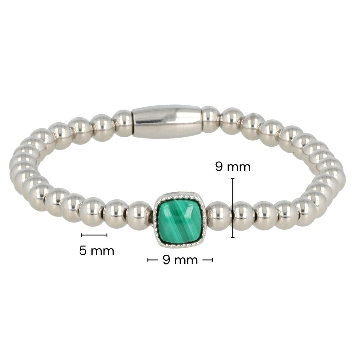 Elastische Malachite Dames Armband - Luxe stainless steel armband