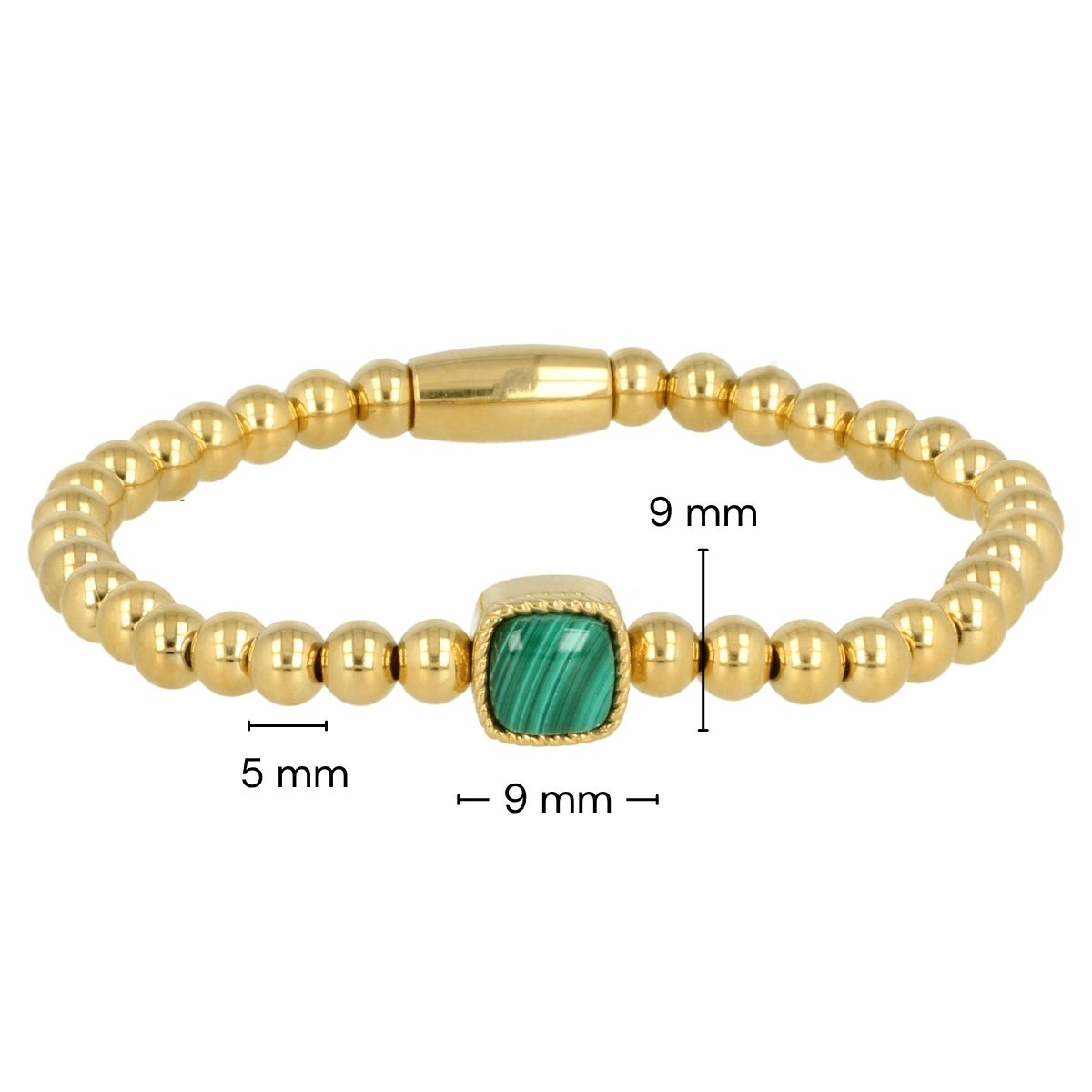 Gouden Malachite Armband - Luxe Elastische Damesarmband