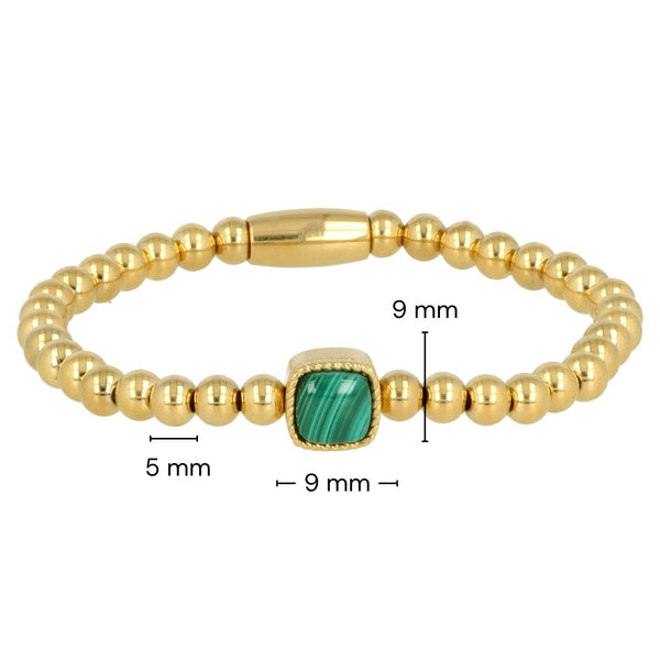 Gouden Malachite Armband - Luxe Elastische Damesarmband