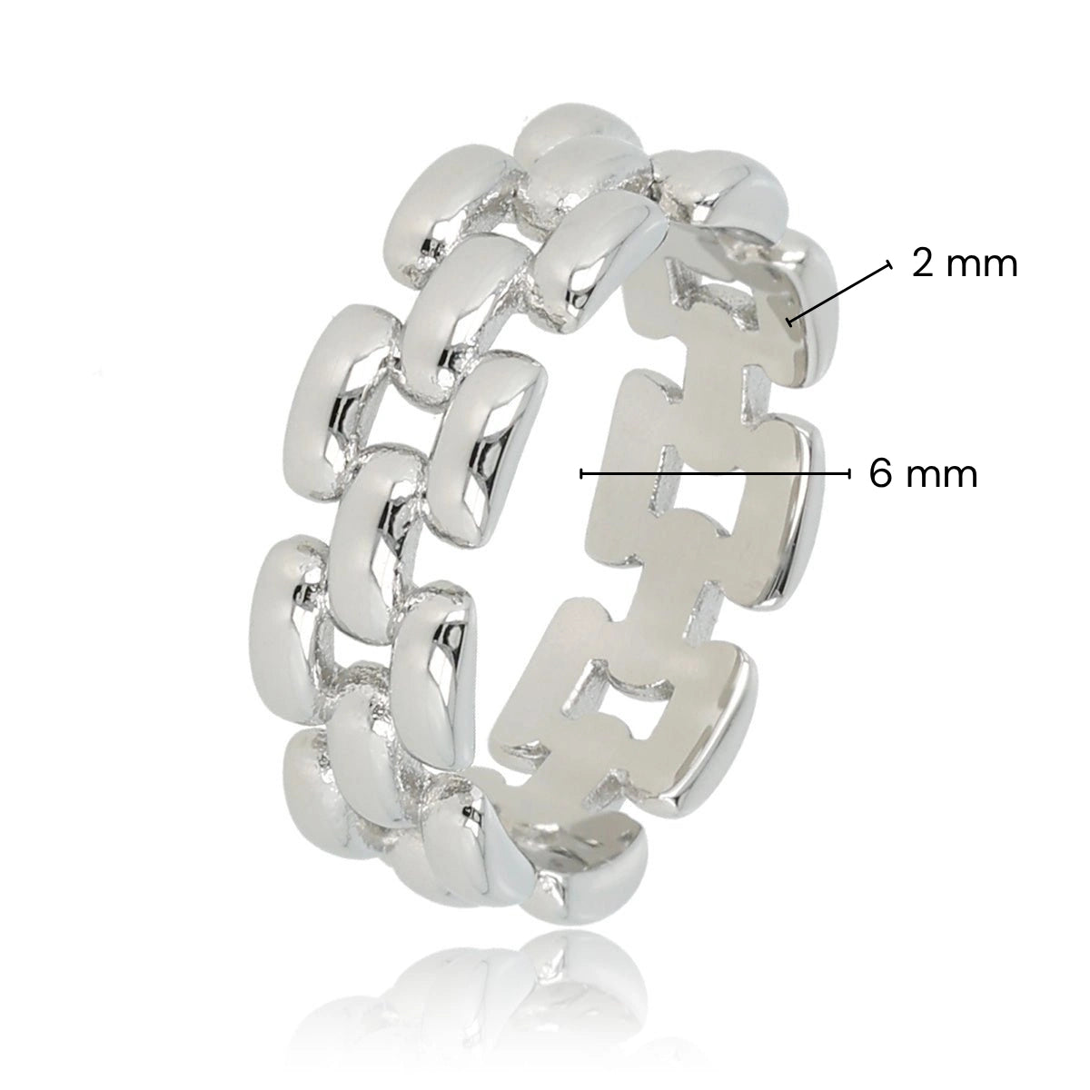 Brede gevlochten edelstalen damesring - Elegant zilver
