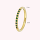 Fine stacking ring gold - green zirconia stones