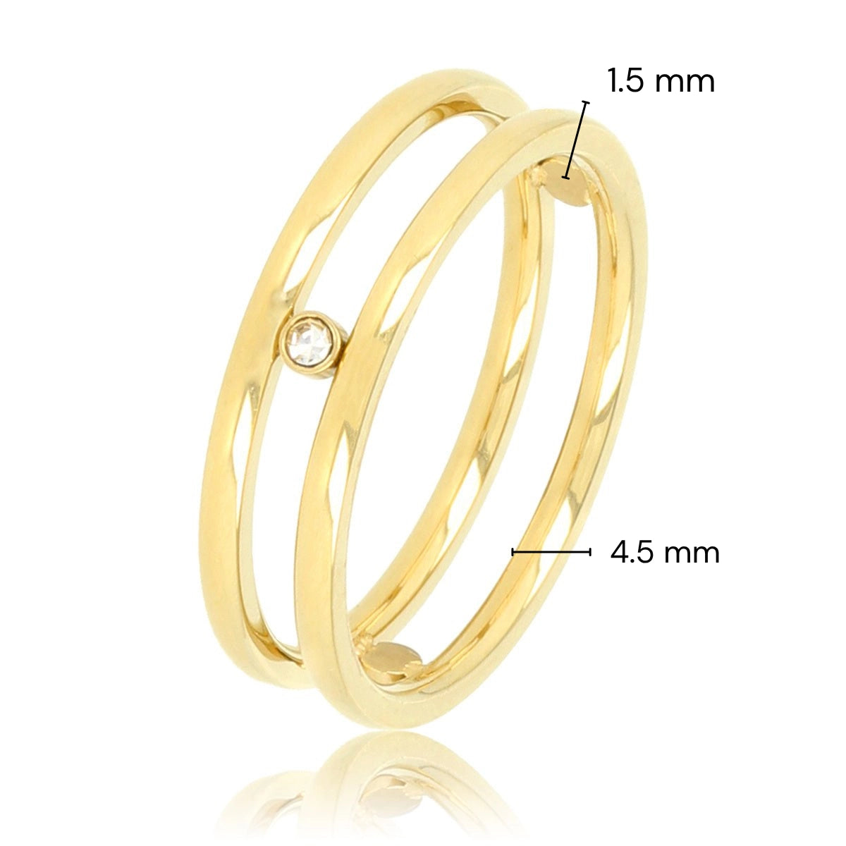 Dubbele Ring met Zirkonia Stenen • Goud