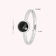 Ring with Round Glass Stone & Twisted Edge • Black • Silver