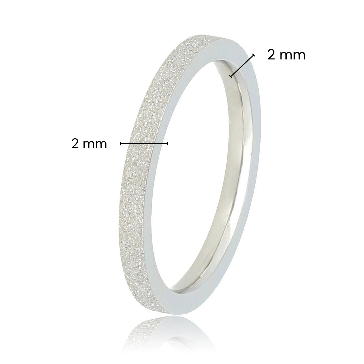 Wide silver stardust stacking ring