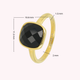 Golden ring - Black faceted crystal glass stone