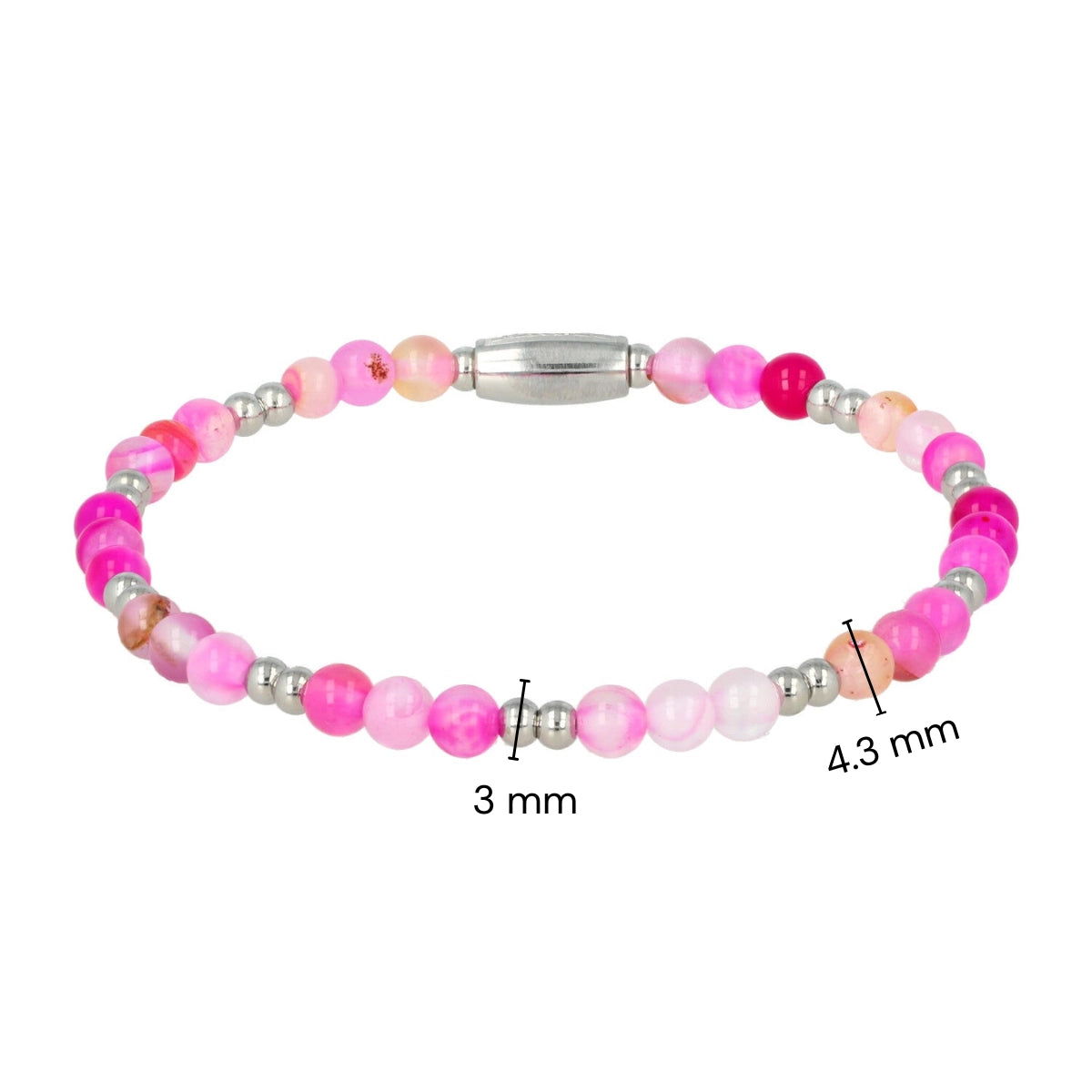 Elastisches Armband Rose Stripe Achat Edelstein