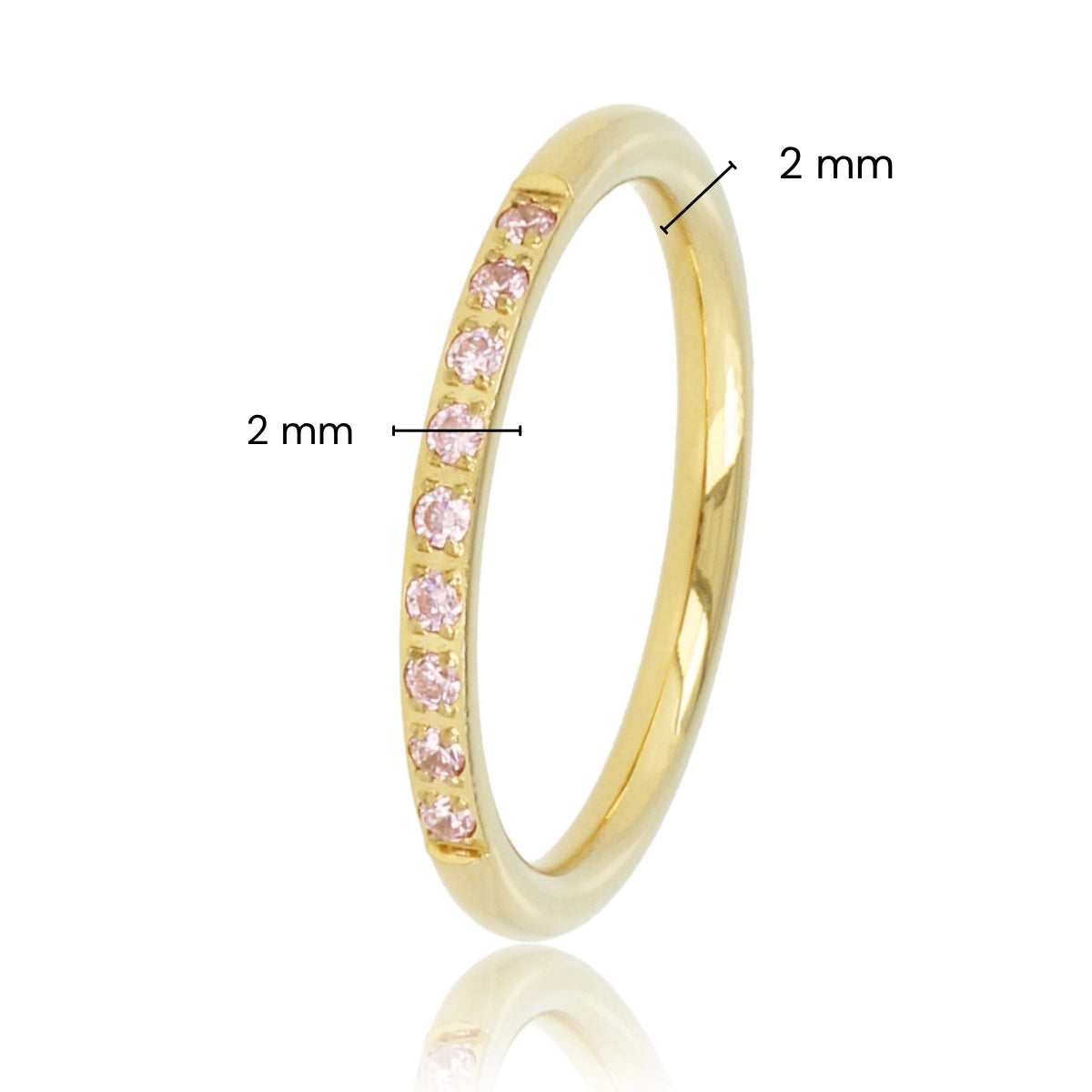 Fine extension ring gold - pink zirconia stones