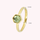 Gouden ring - zeshoek vorm - groene glassteen