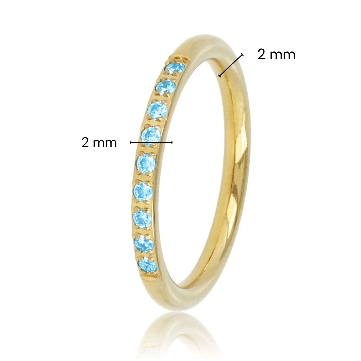 Feiner Aufsteckring Gold - blaue Zirkonia-Steine