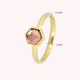 Gold ring - hexagonal - dark pink glass stone