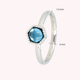 Zilveren ring - Zeshoekig ontwerp - Blauwe glassteen