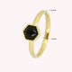 Goldener Ring - sechseckiges Design - schwarzer Glasstein