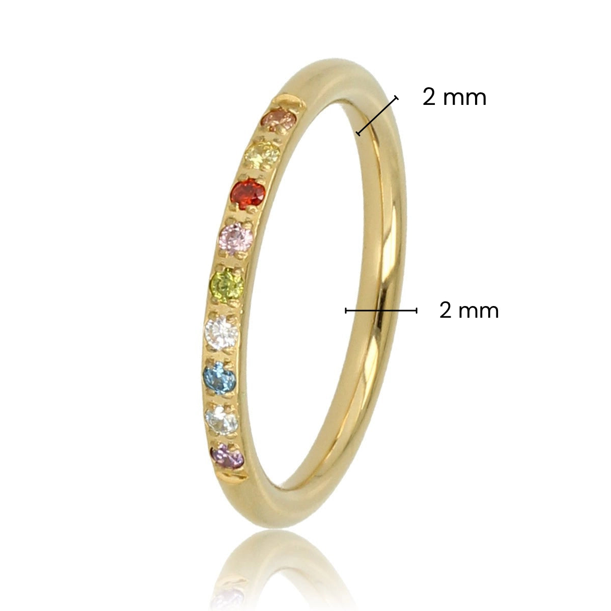 Gold-colored ring with colored zirconia - Stainless steel