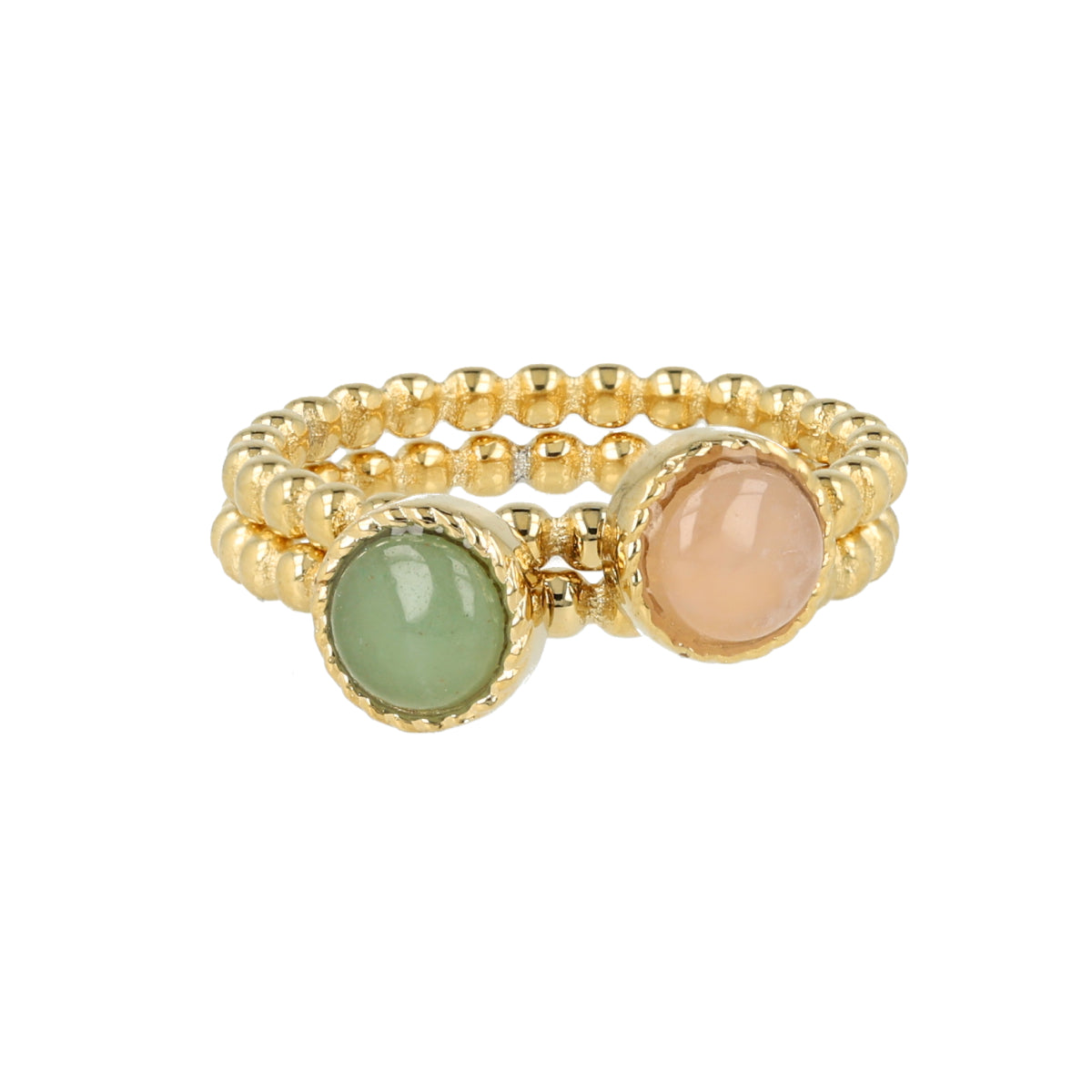 Ringen set Green Aventurine Rose Quartz