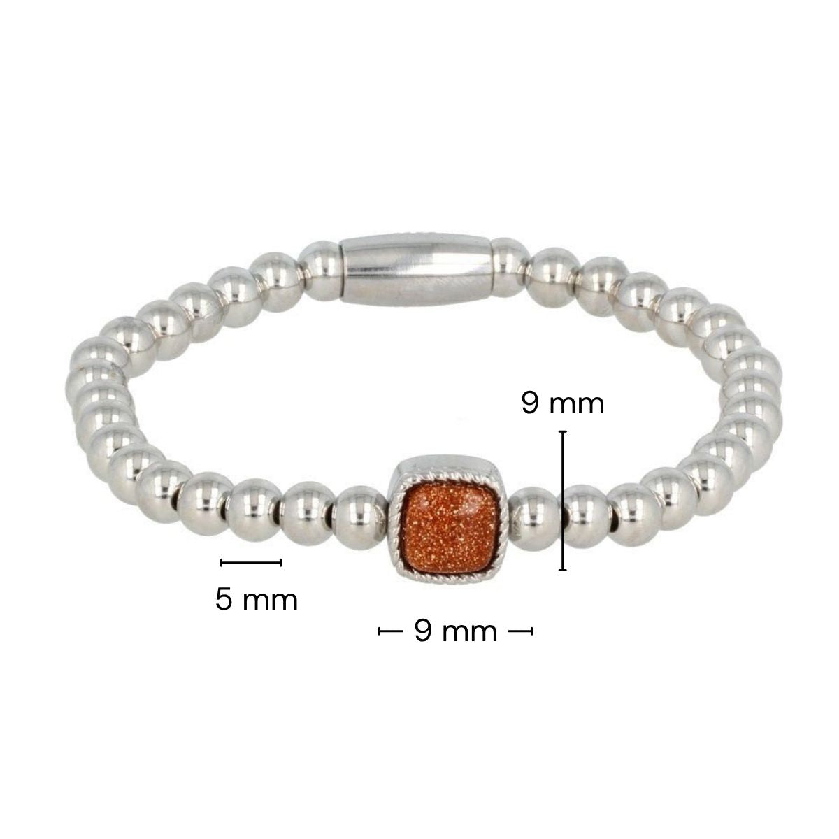 Elastische Damesarmband met Gold Sandstone Bedel