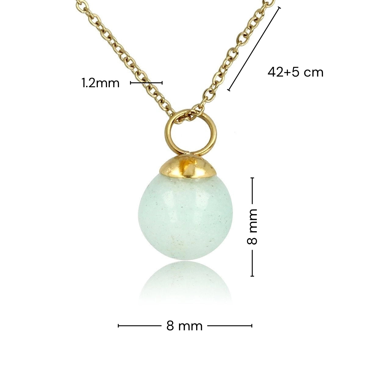 Gouden ketting met ronde Amazonite edelsteen