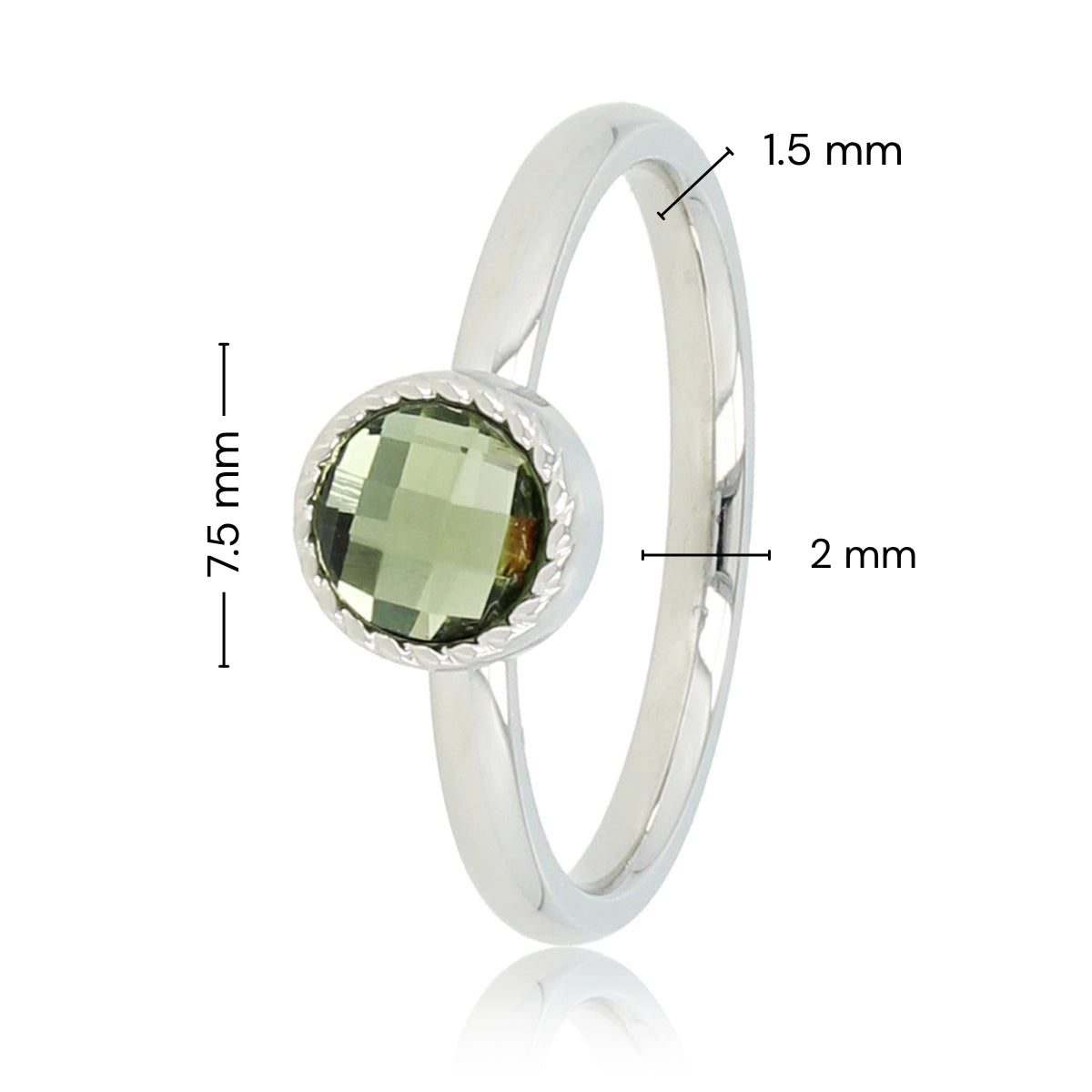 Ring met Ronde Glassteen & Getwist Randje • Groen • Zilver