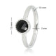 Ring with Round Glass Stone & Twisted Edge • Black • Silver