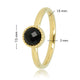 Ring met Ronde Glassteen & Getwist Randje • Zwart • Goud