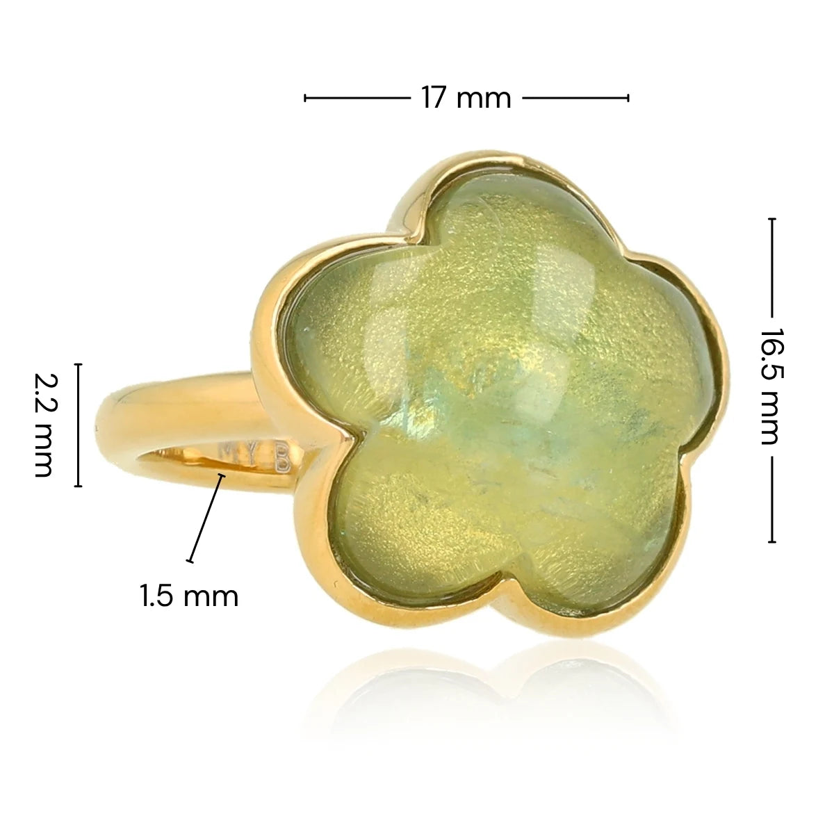 Bloemen Ring • Groene Fluoriet