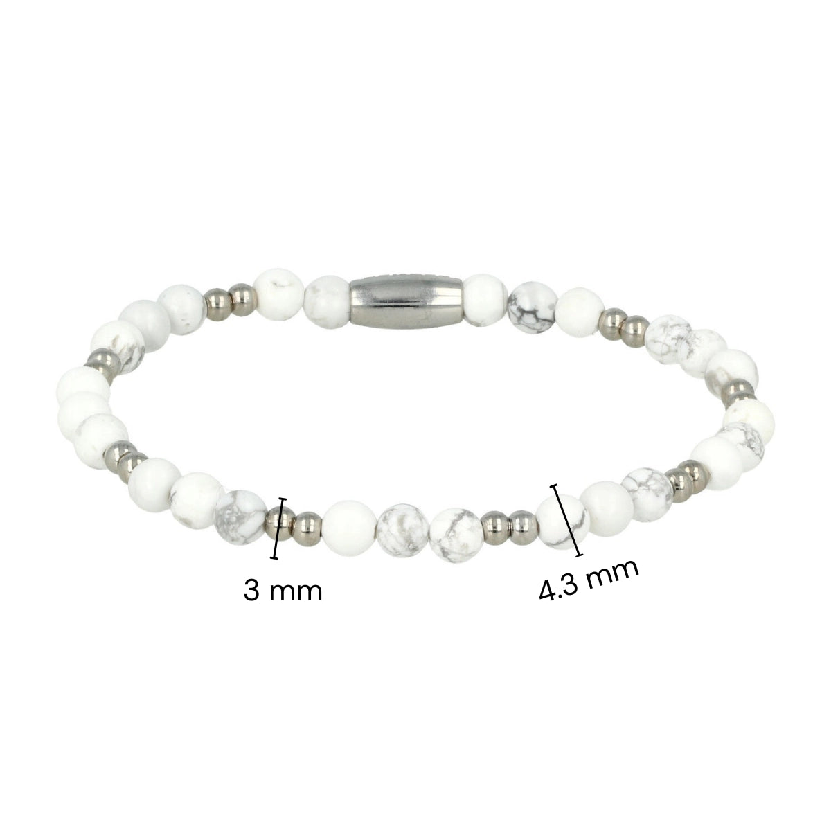 Elastische Howlite Armband van stainless steel - Luxe Sieraad