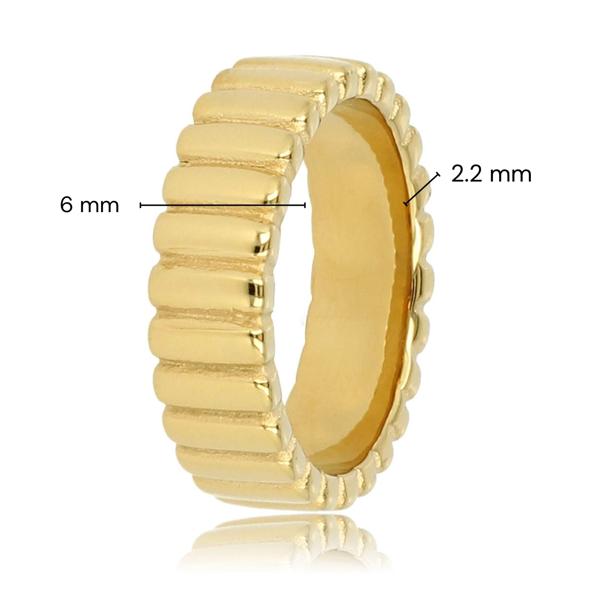 Goudkleurige ring met ribbels - Eigentijds en stijlvol ontwerp