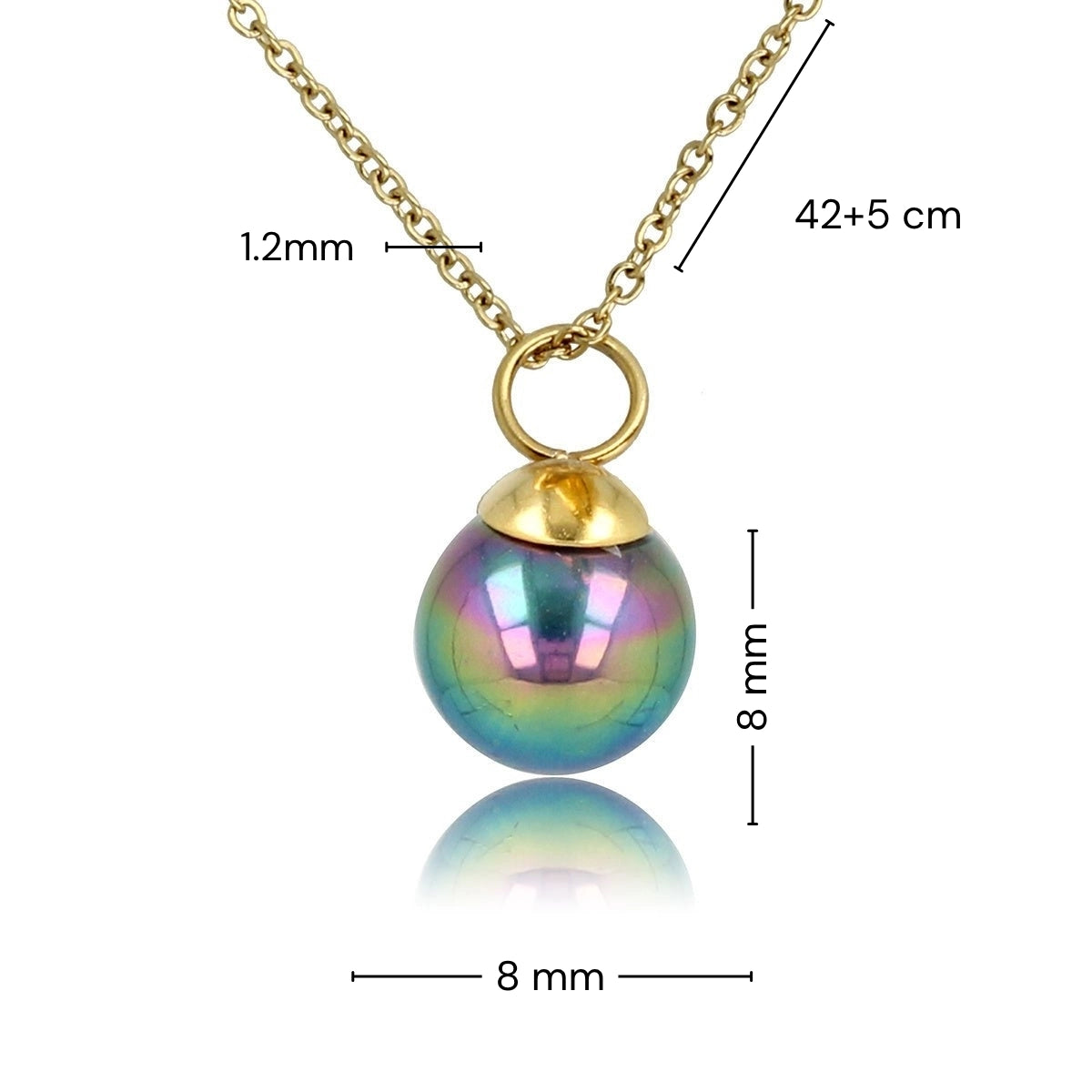 Gouden Ketting met Ronde Zwarte Parel Hanger