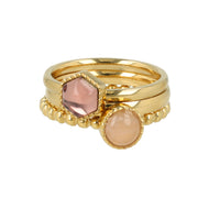 Goldene Ring-Set Rosenquarz