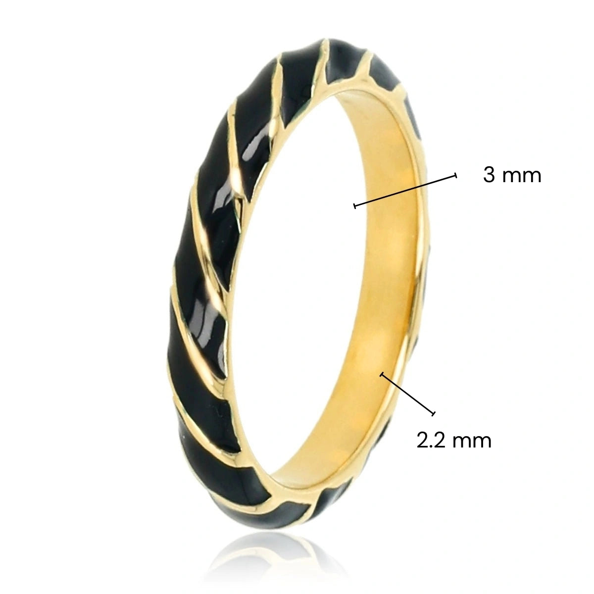 Goldfarbener Ring mit schwarzem gedrehtem Muster