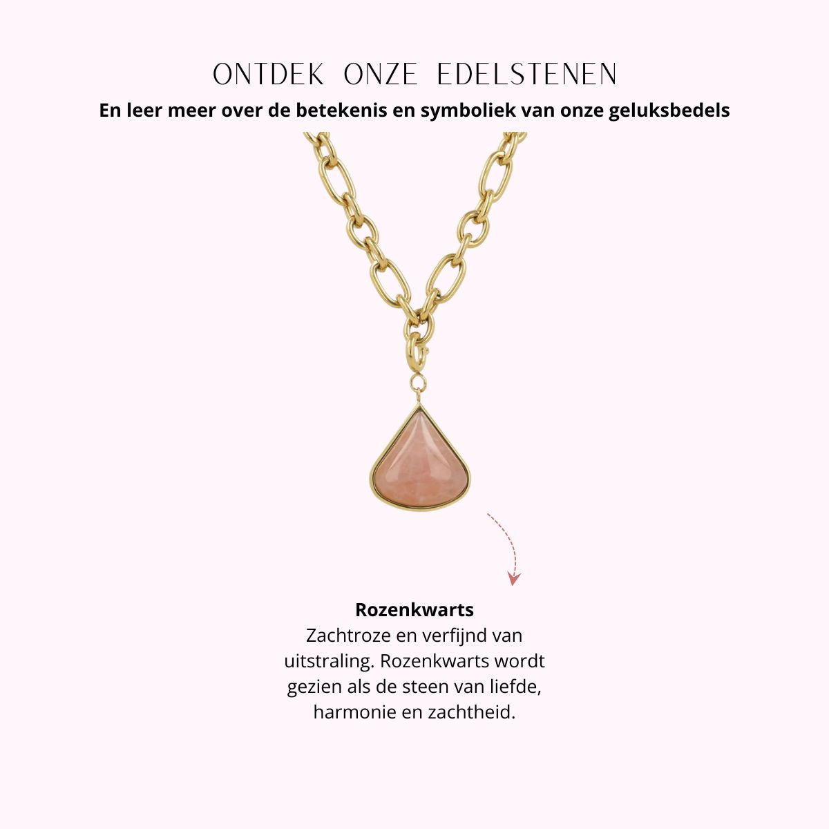 Gliederkette mit Rosenquarz-Anhänger