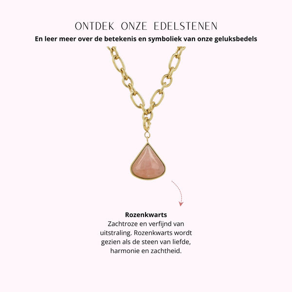 Schakelketting met Rozenkwarts bedel