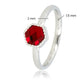 Silver ring - Dark red hexagonal glass stone