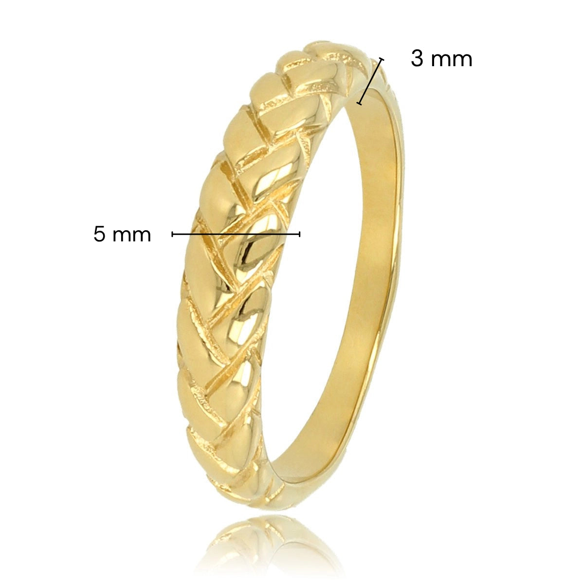 Braided gold ring - Wide stack ring - Refined pattern