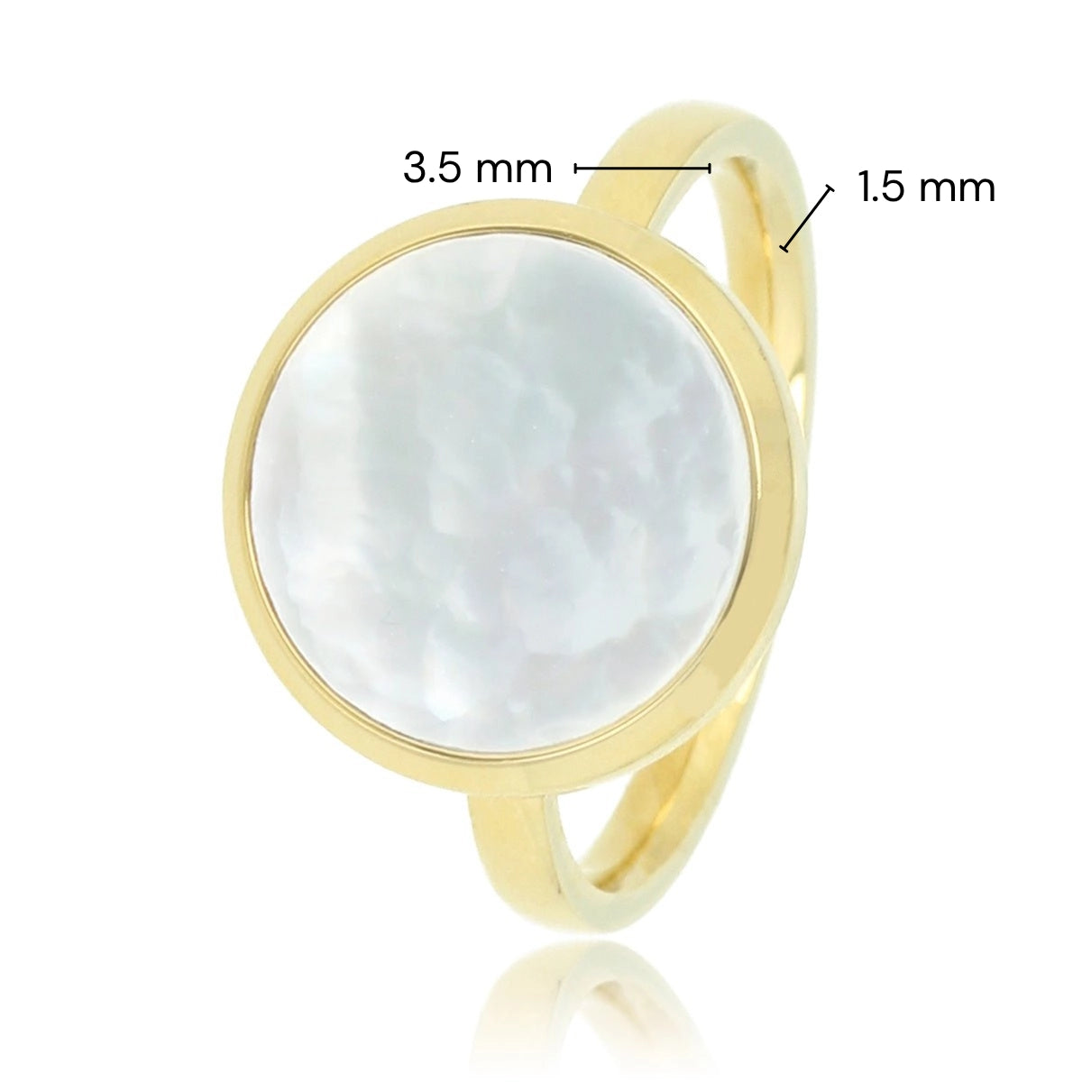 Golden ring - round Pearlshell - silvery glow