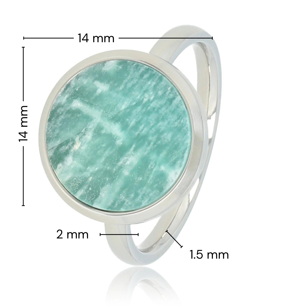 Zilveren ring - Ronde Amazonite - Unieke aderen