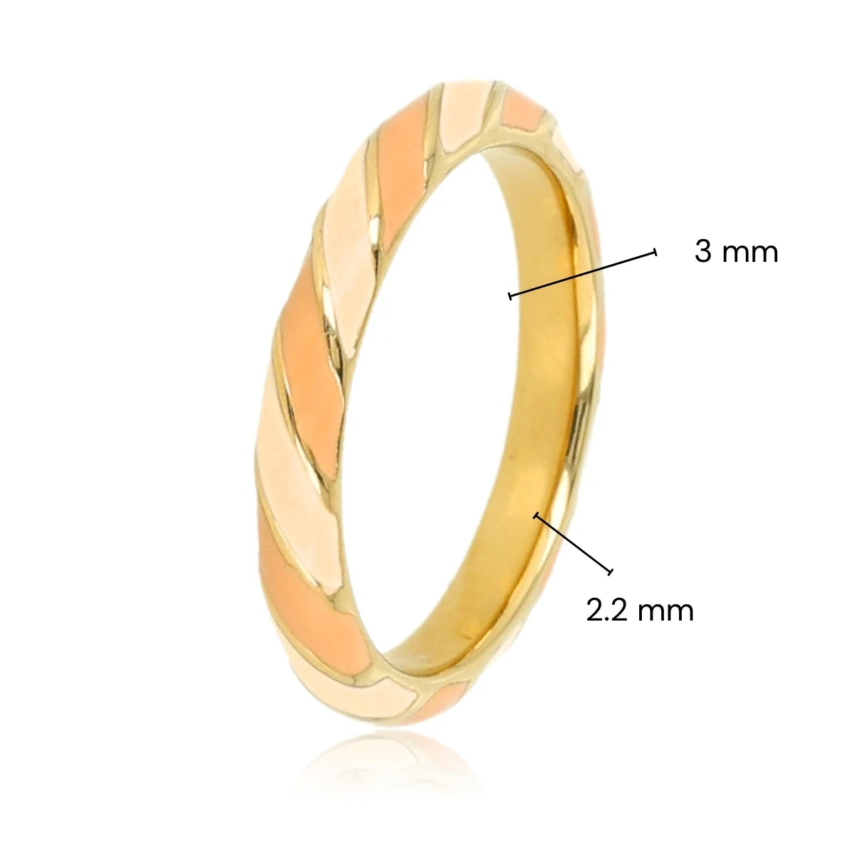 Golden Resin Ring with Stripes - Beige & Brown