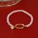 Rose Quartz armband – Edelsteen & stainless steel 14k goud