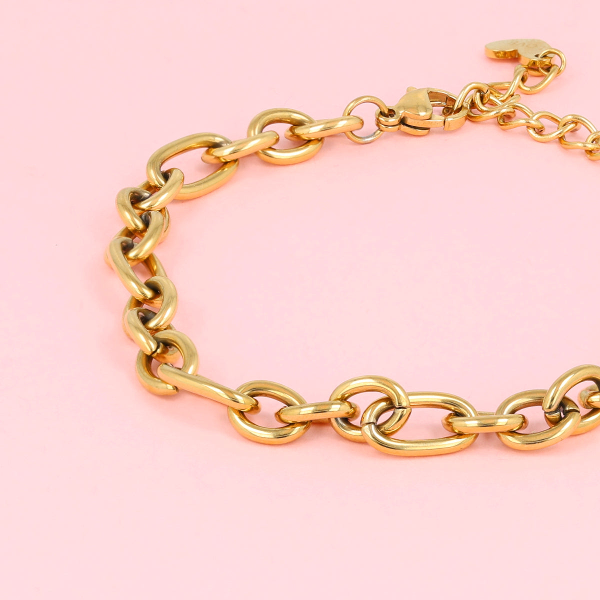 Gouden Damesarmband met Ronde en Ovale Schakels - Stainless Steel