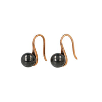 Elegant Silver Earrings with Ceramic Black Ball