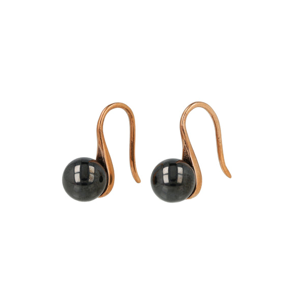 Elegant Silver Earrings with Ceramic Black Ball