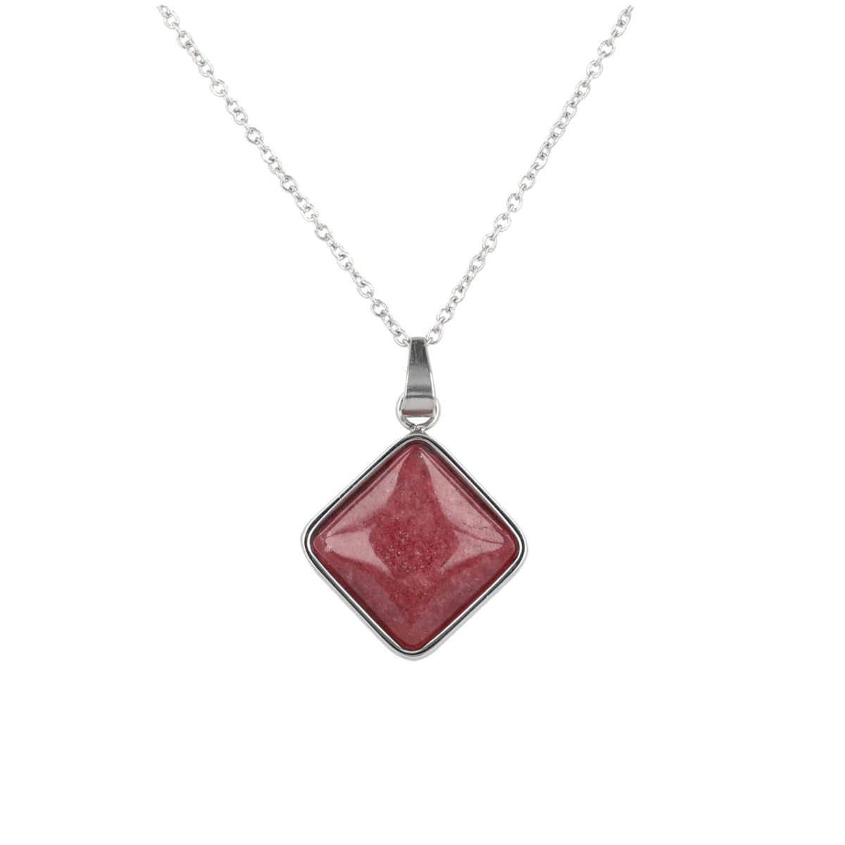 Silberne Gliederkette mit rotem Aventurinanhänger