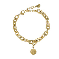 Grobes Gliederarmband mit Münzanhänger